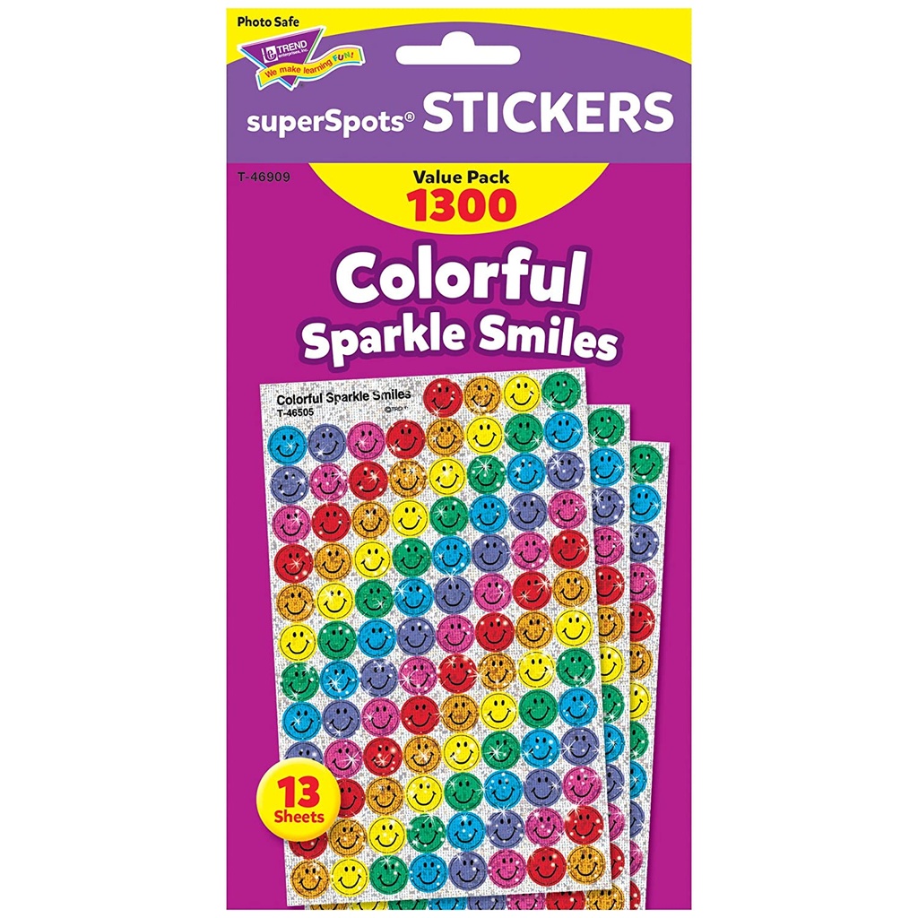 Colorful Sparkle Smiles superSpots Stickers Value Pack