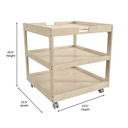 Wooden 3 Shelf Mobile Storage Cart with Locking Caster Wheels