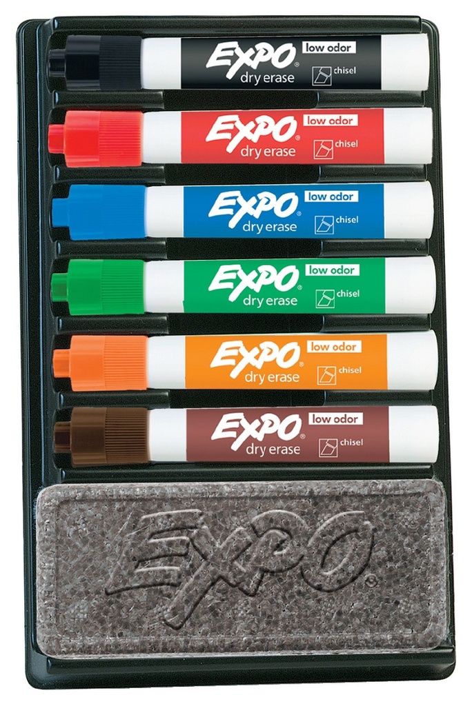 Expo Low Odor Organizer with Chisel Tip Dry Erase Markers Each