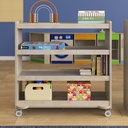 Wooden 4 Shelf Mobile Storage Cart with Locking Caster Wheels