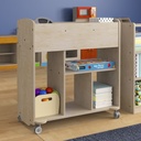 Double Sided Wooden 10 Compartment Mobile Storage Cart with Locking Casters