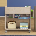 Double Sided Wooden 6 Compartment Mobile Storage Cart with Locking Caster Wheels
