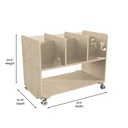 Double Sided Wooden 6 Bin Mobile Storage Cart with Locking Caster Wheels