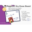 Magnetic Gray Frame 17" x 23" Dry Erase Board w/Eraser, Marker and 2 Magnets
