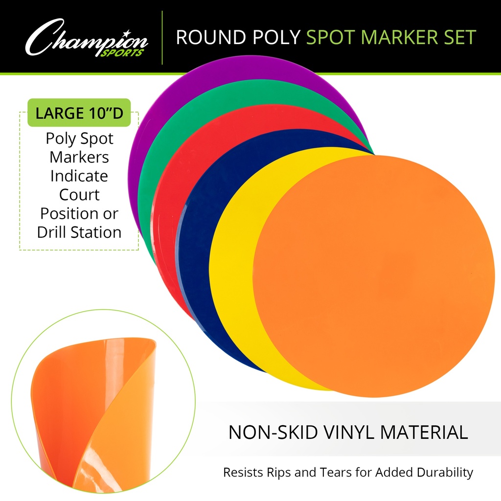 10" Round Poly Spot Markers - 6 Assorted Colors