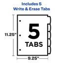 5 Tab Translucent Write On Dividers with Pockets