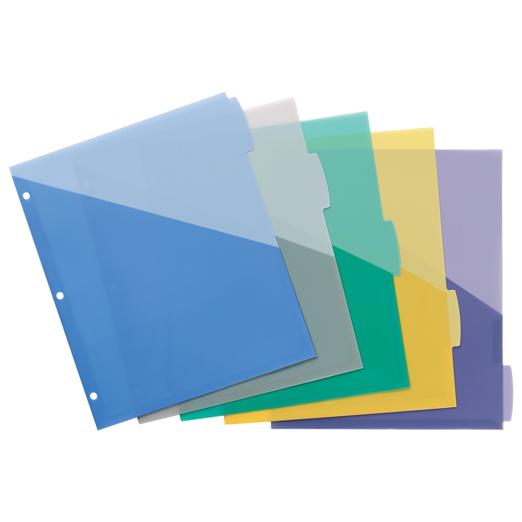 5 Tab Translucent Write On Dividers with Pockets