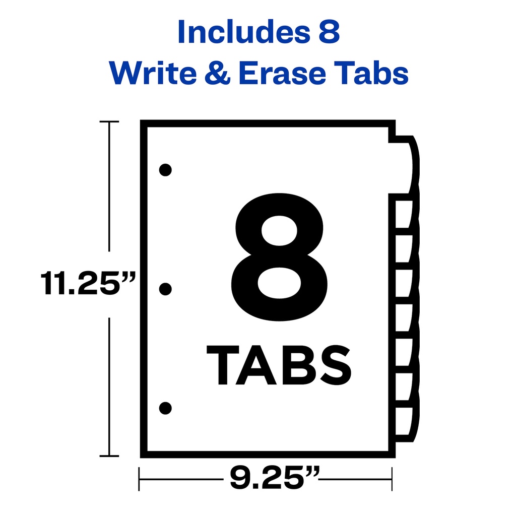 8 Tab Translucent Write On Dividers with Pockets