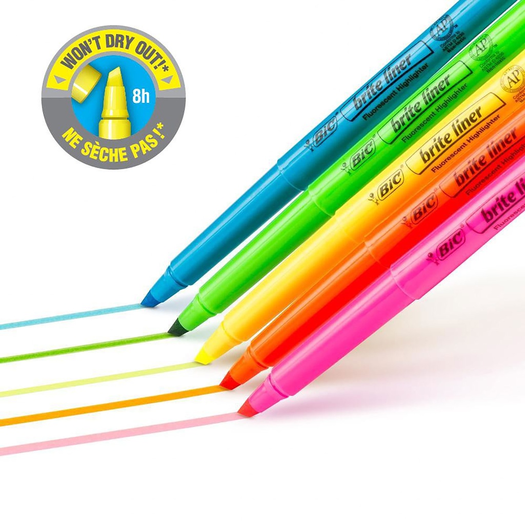 24ct Assorted Color Bic Brite Liner Highlighters