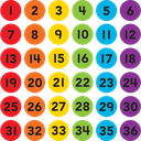 Spot On Numbers 1–36 Carpet Markers 4"