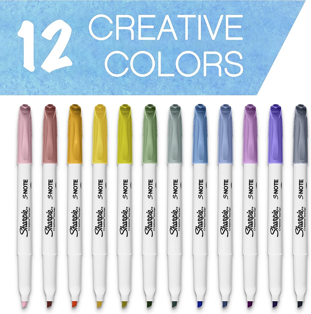 2117329 SAN 12 COUNT SHARPIE S-NOTE PERMANENT MARKERS COLORS