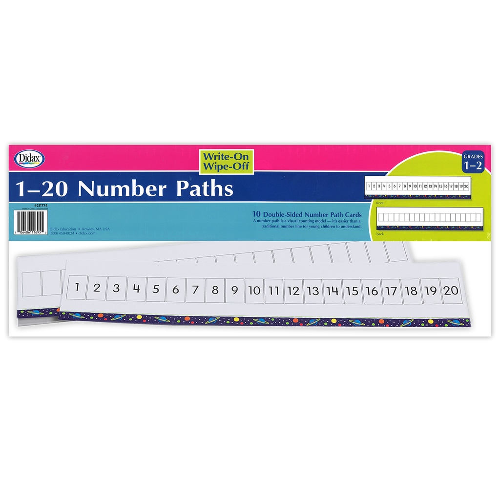 Write-On/Wipe-Off 1-20 Number Path, Set of 10