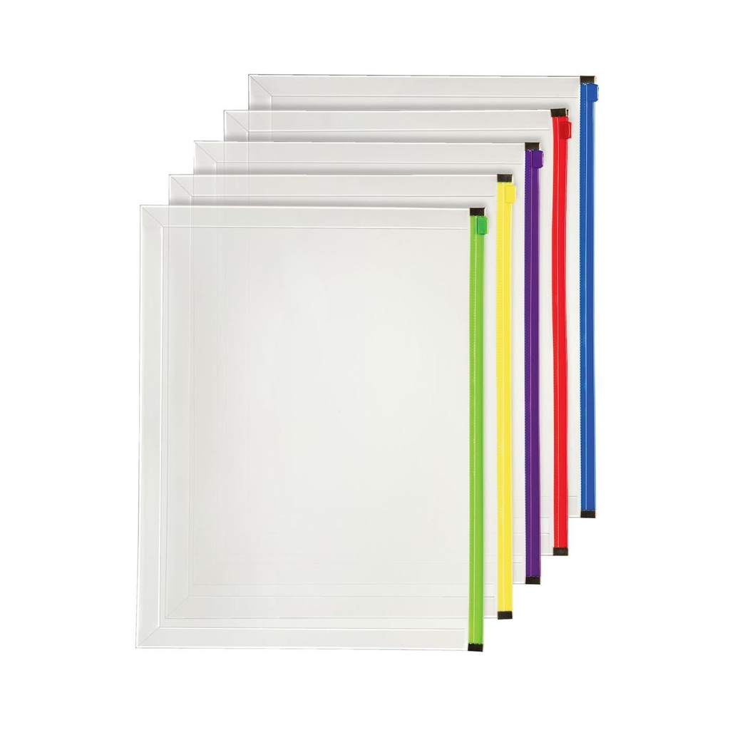 5ct Poly Zip Envelopes Letter Size Assorted Color