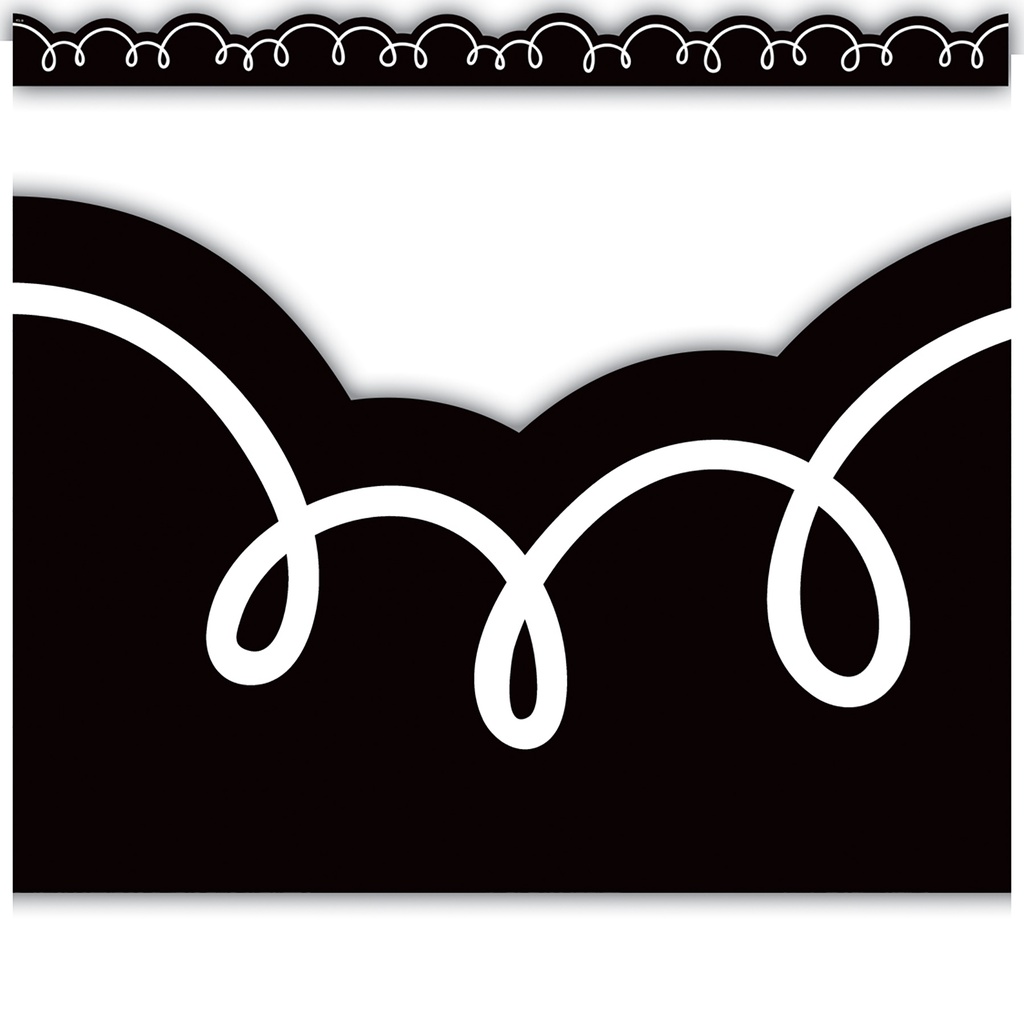 Black with White Squiggles DieCut Border Trim