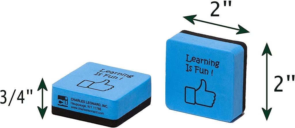 15ct Learning is Fun Blue & Black 2" Foam Felt Erasers