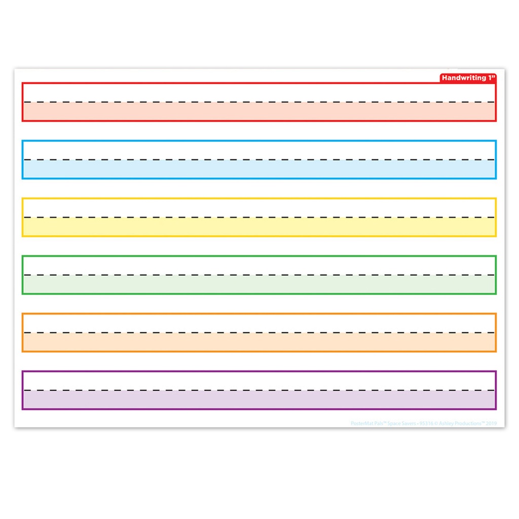 Smart Poly® PosterMat Pals™ Space Savers, 13" x 9-1/2", 1" Handwriting Highlighted Multi Color, Pack of 10