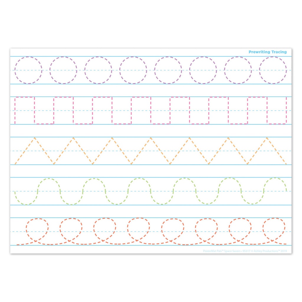 Smart Poly® PosterMat Pals™ Space Savers, 13" x 9-1/2", Prewriting Tracing, Pack of 10