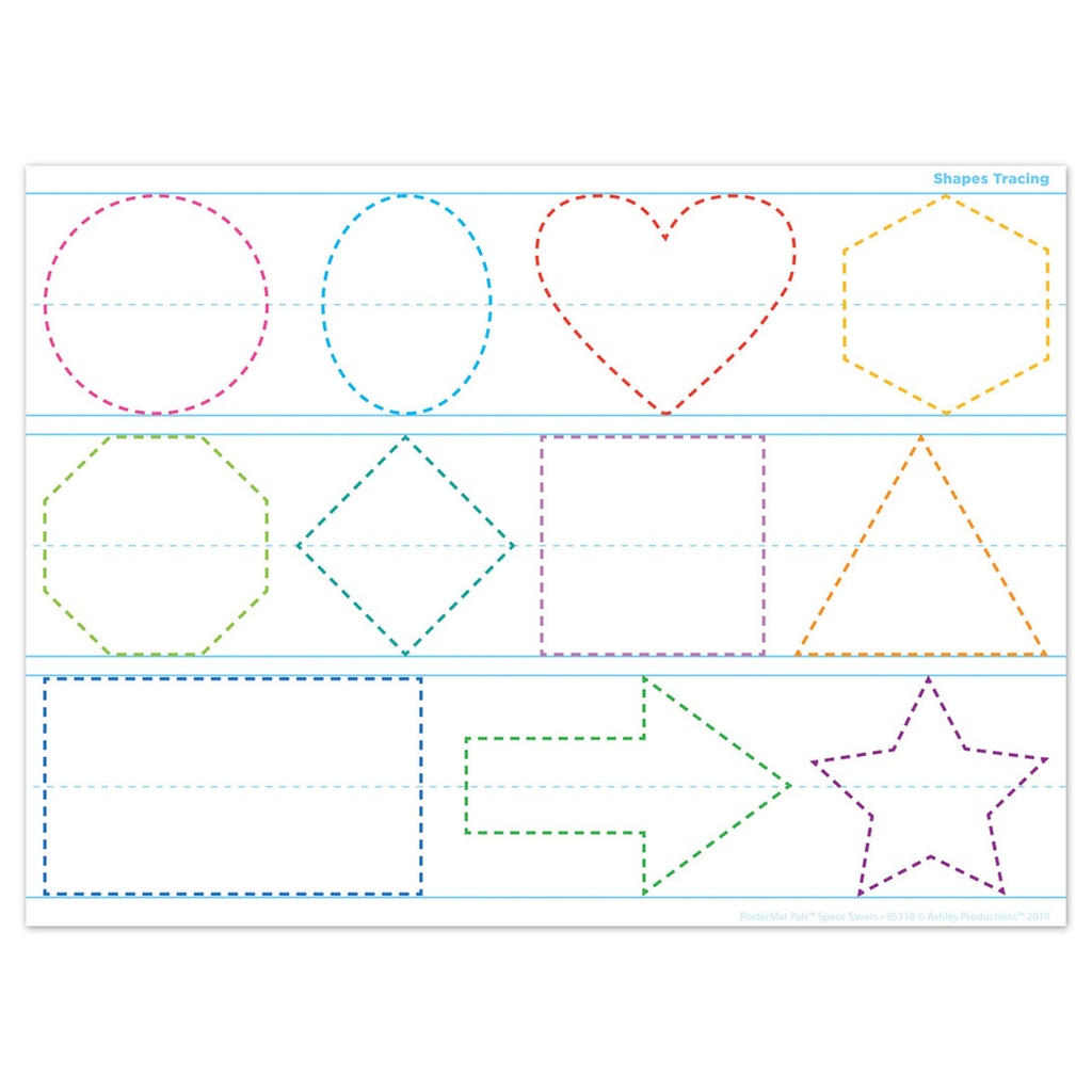 Smart Poly® PosterMat Pals™ Space Savers, 13" x 9-1/2", Shapes Tracing, Pack of 10
