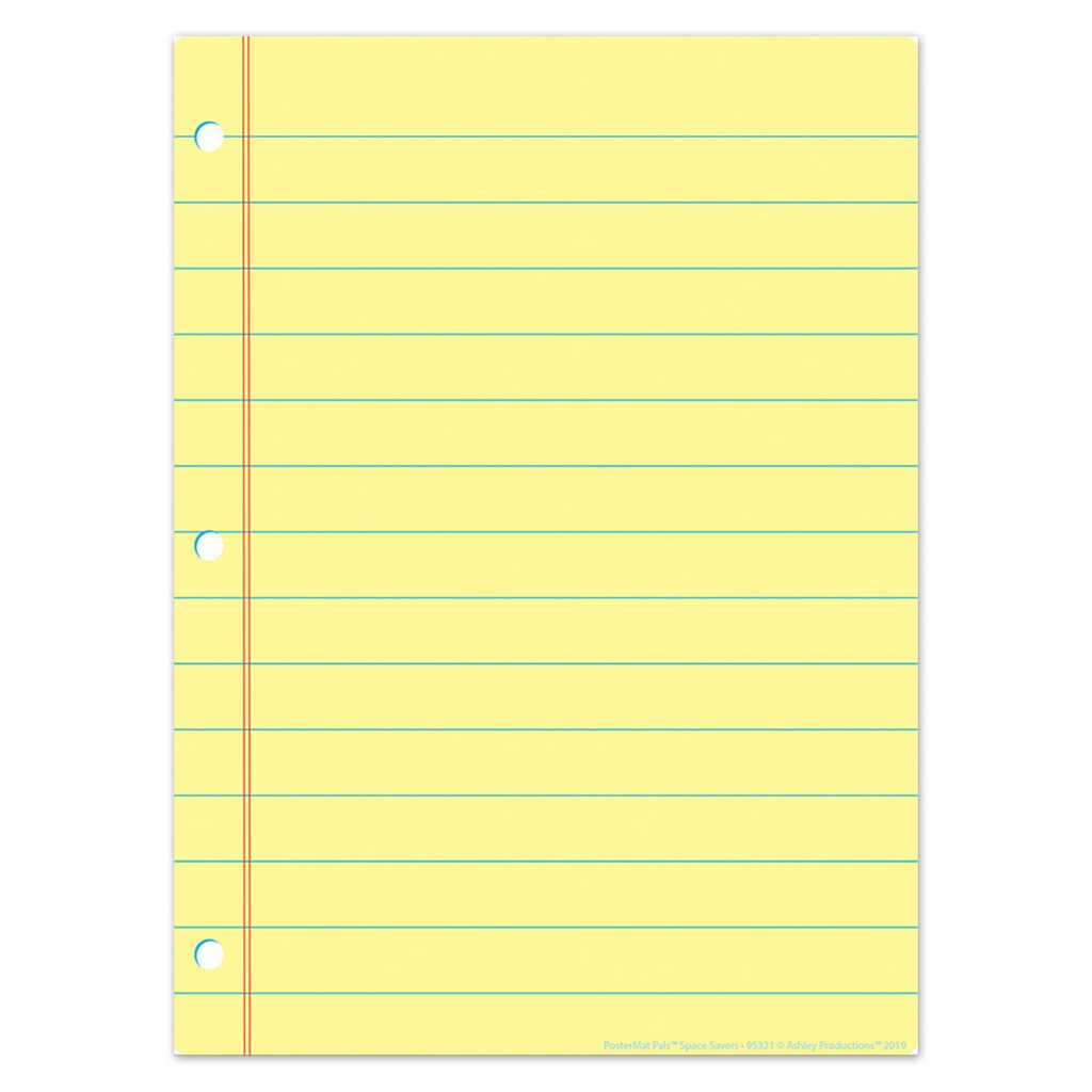 Smart Poly® PosterMat Pals™ Space Savers, 13" x 9-1/2", Yellow Notebook Paper, Pack of 10