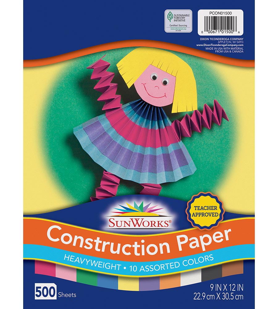 500 Sheet Sunworks Construction Paper Asst Colors