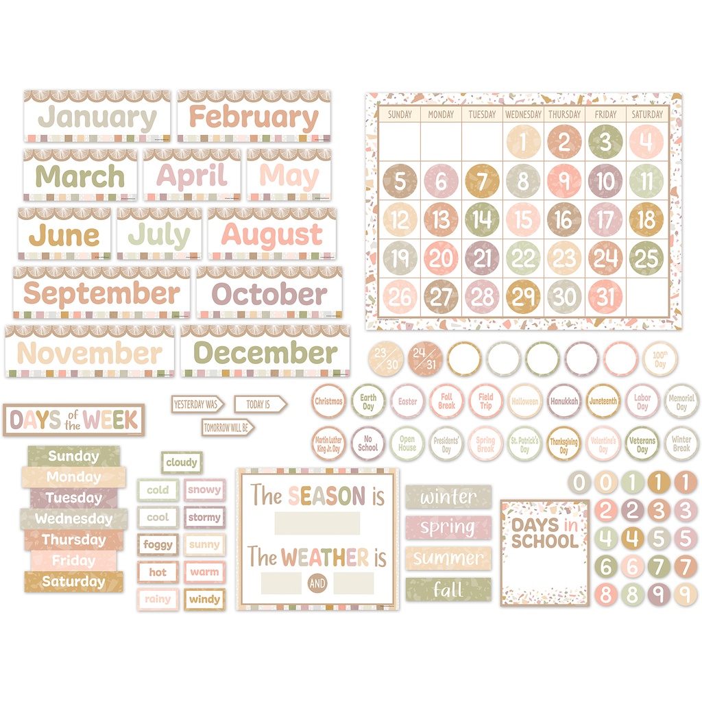 Terrazzo Tones Calendar Bulletin Board