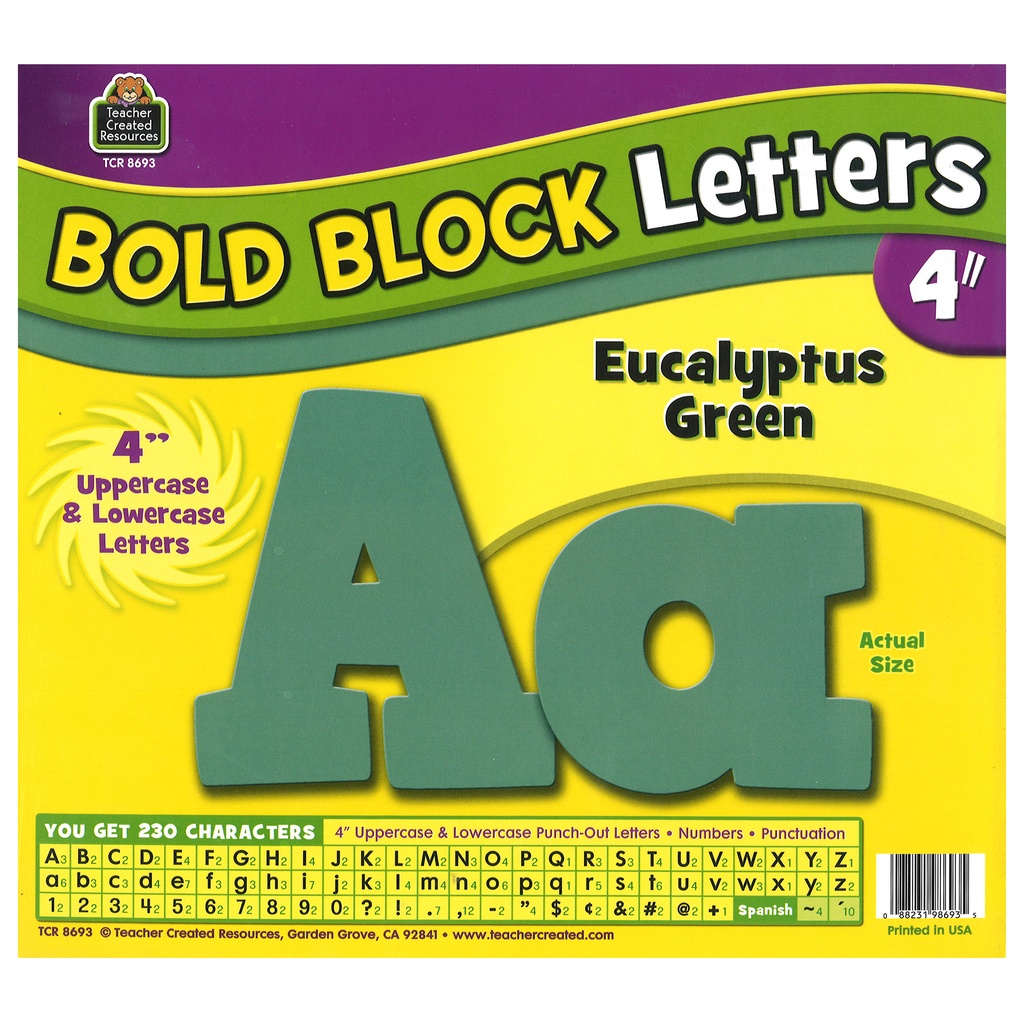 Eucalyptus Green 4" Bold Block Letters Combo Pack