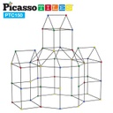 PicassoTiles Kids Fort Building Kit Playset 150 Piece Indoor and Outdoor Toy Set Forts Construction Builders Blocks Toys Children Boys Girls STEM Learning Castle System Tunnel Tent Rocket Pretend Play 