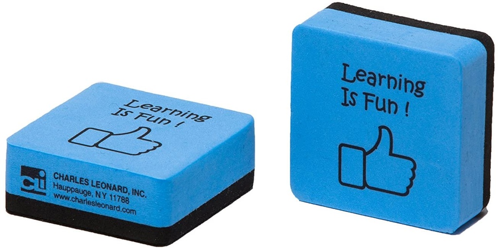 15ct Learning is Fun Blue & Black 2" Foam Felt Erasers