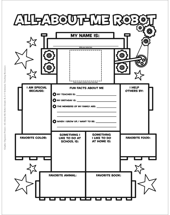 Graphic Organizer Posters: All-About-Me Robot: Grades K-2