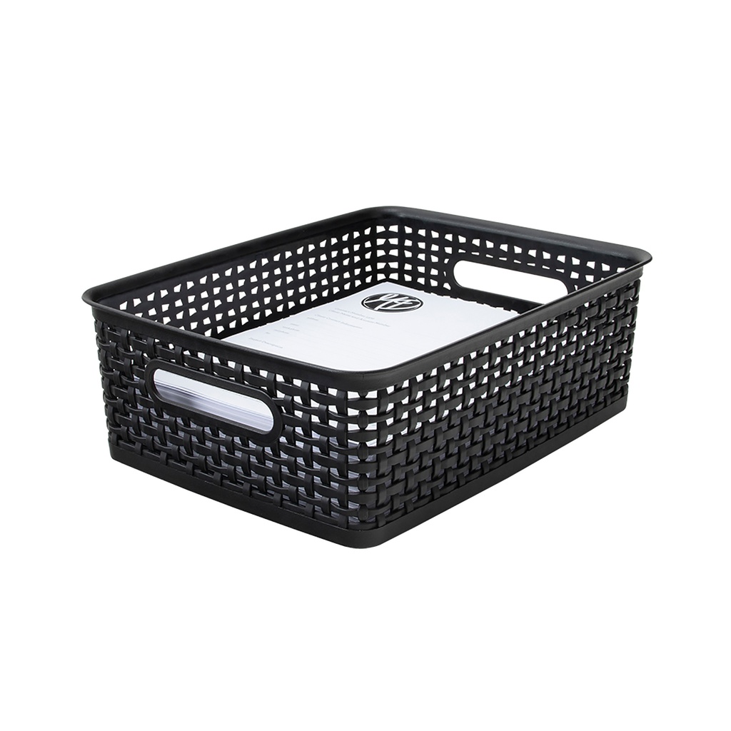 Medium Black Plastic Weave Bin