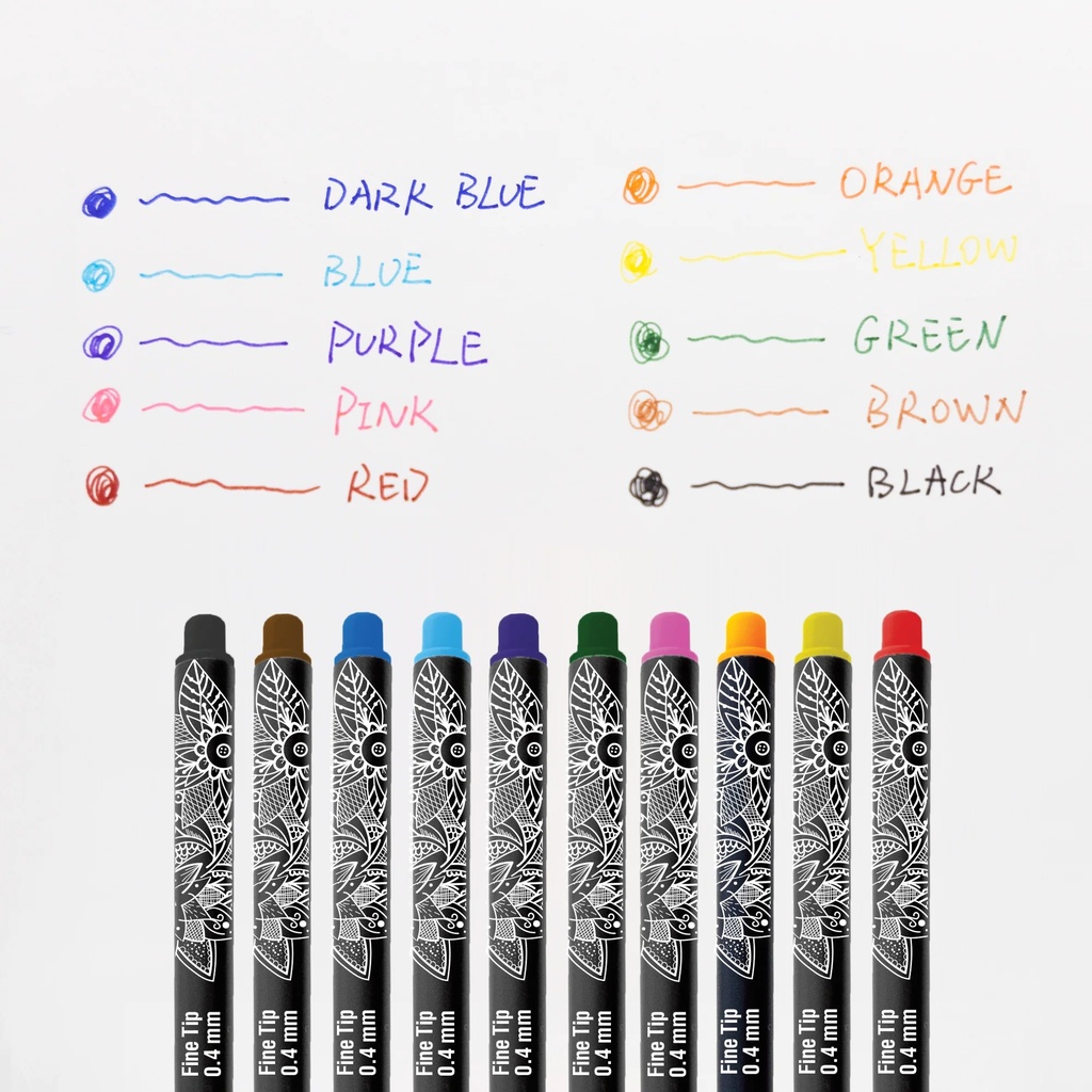 Skylar 0.4 mm Fineliner Pen 10 Color