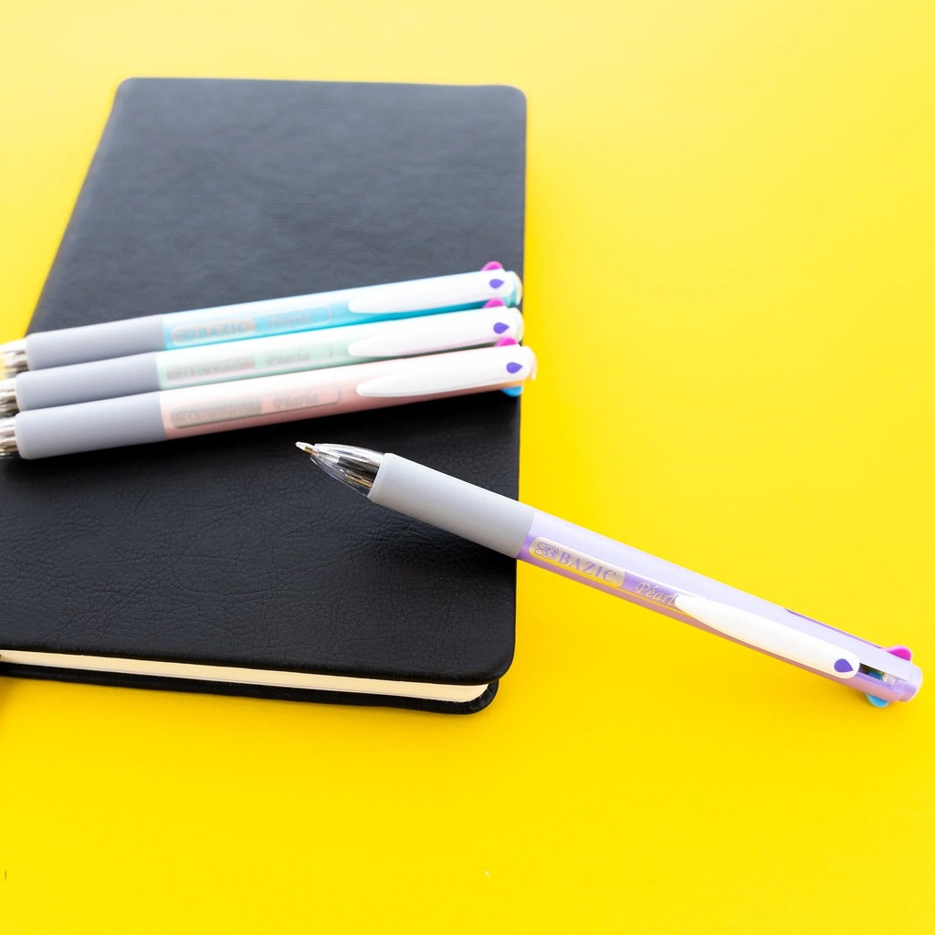 4-Color Fashion Pen with Cushion Grip Assorted Barrel Color