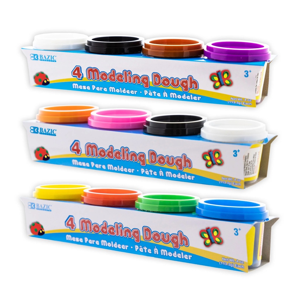 4 Color 4 oz Primary Color Modeling Dough 6 Packs