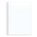 Reinforced 10.5" x 8" Wide Rule3-Hole Punched Filler Paper 100 Sheets 6 Packs