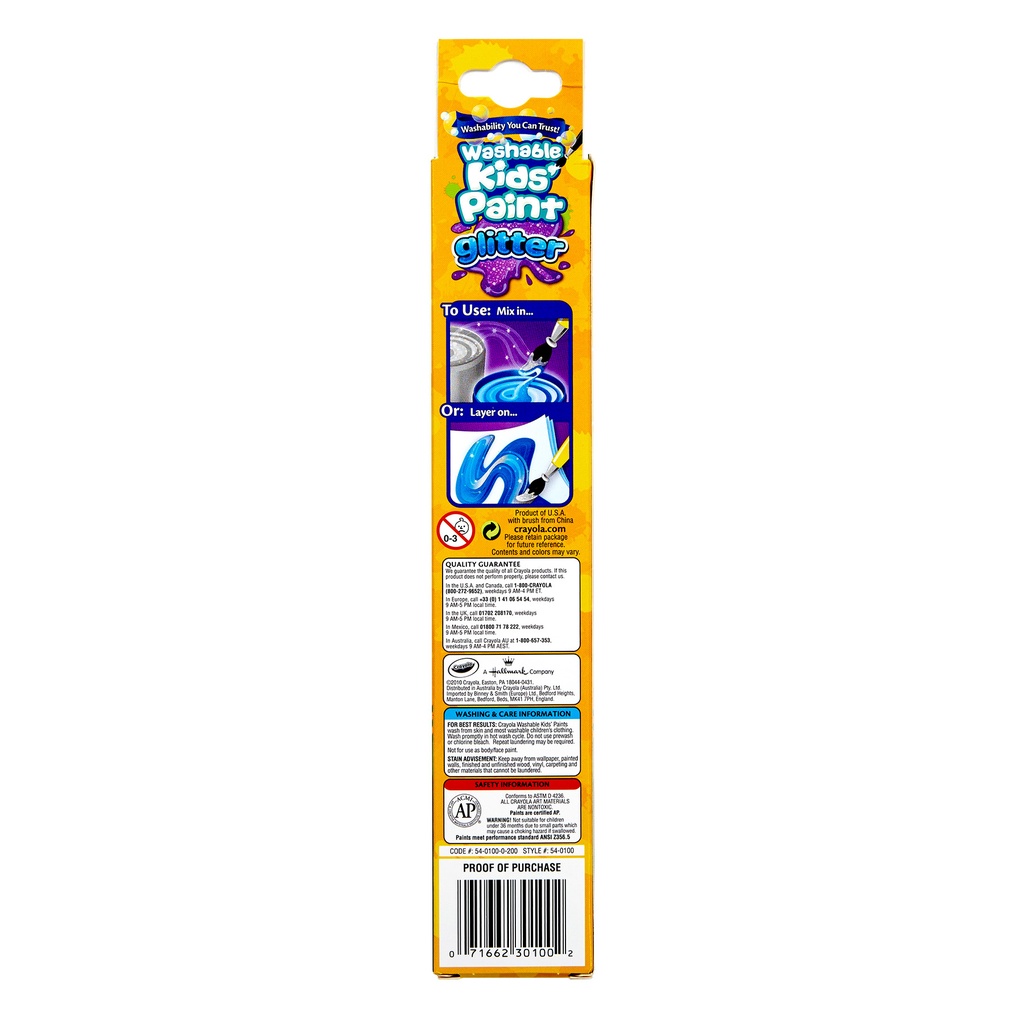 Glitter Effects Washable Kids' Paint Pots 6 Count