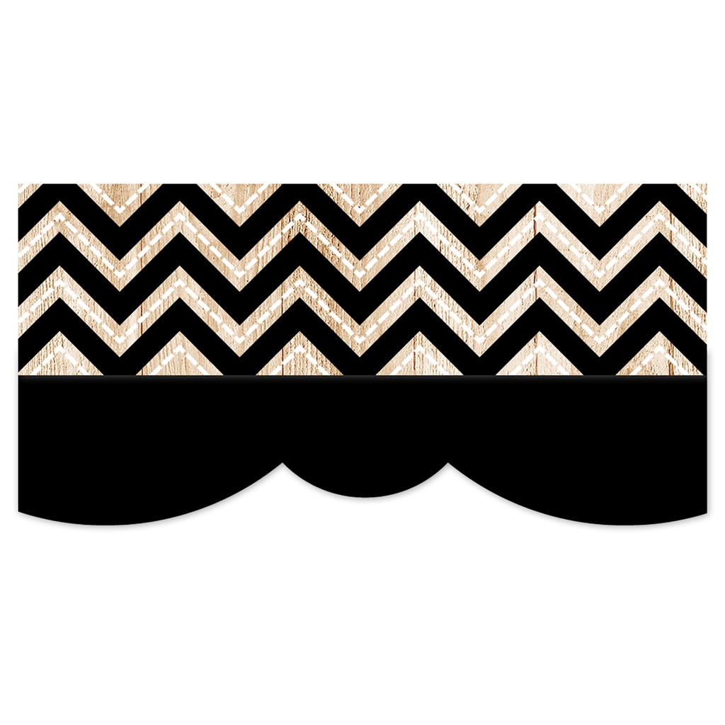 Core Decor Black and Wood Chevron EZ Border 48 Feet