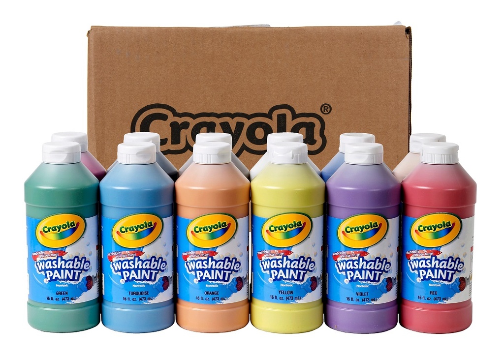 12 Assorted 16oz Crayola Washable Paint     Pack