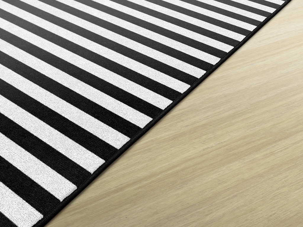 Schoolgirl Style Simply Stylish Black & White Stripe 5' X 7'6" Rectangle Carpet 