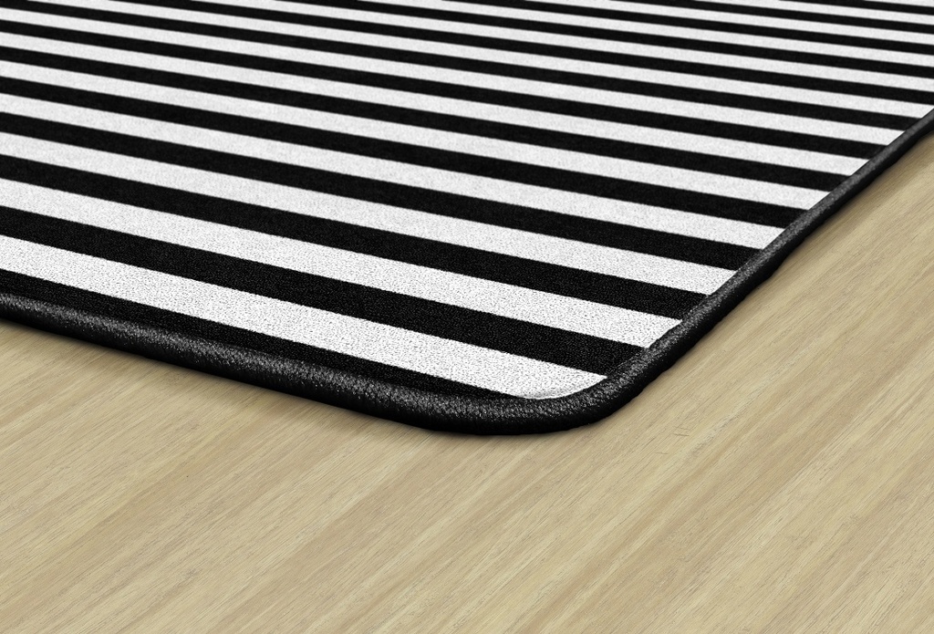 Schoolgirl Style Simply Stylish Black & White Stripe 5' X 7'6" Rectangle Carpet 