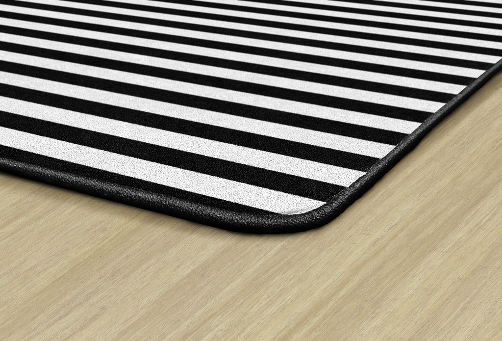 Schoolgirl Style Simply Stylish Black & White Stripe 7'6" X 12' Rectangle Carpet 