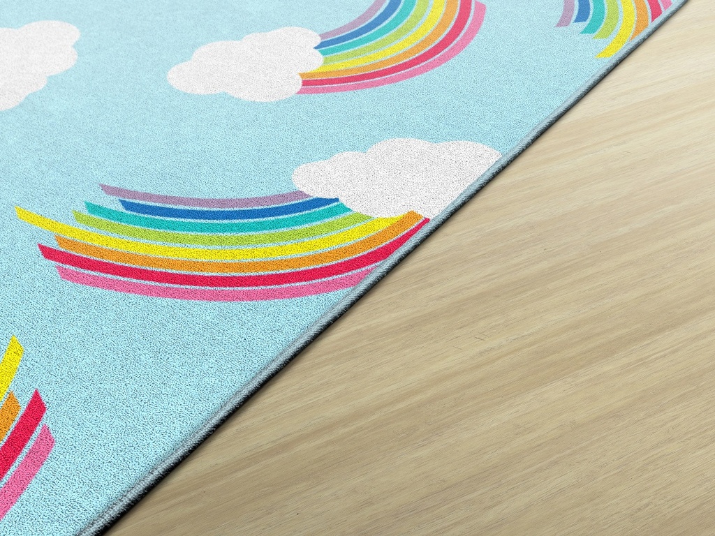 Schoolgirl Style Hello Sunshine Whimsical Rainbows 5' X 7'6" Rectangle Carpet 