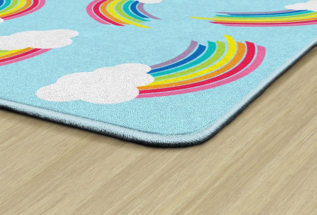 Schoolgirl Style Hello Sunshine Whimsical Rainbows 5' X 7'6" Rectangle Carpet 