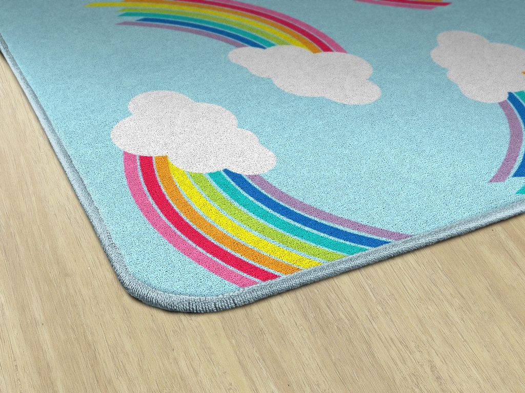 Schoolgirl Style Hello Sunshine Whimsical Rainbows 5' X 7'6" Rectangle Carpet 