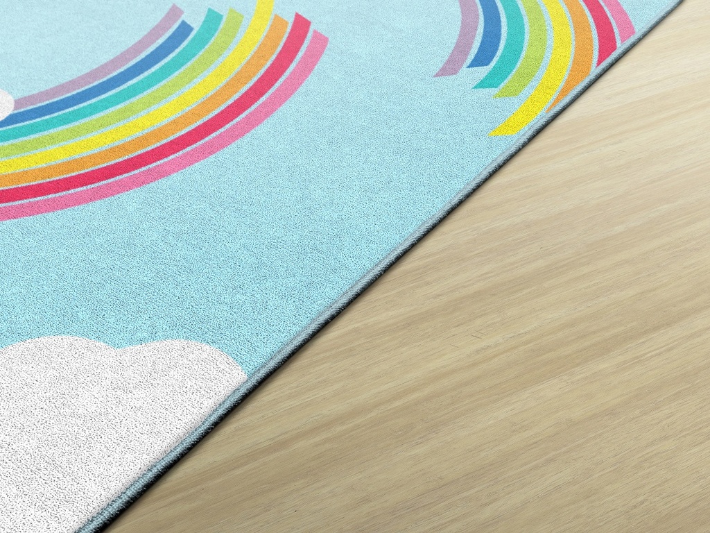 Schoolgirl Style Hello Sunshine Whimsical Rainbows 7'6" X 12' Rectangle Carpet 