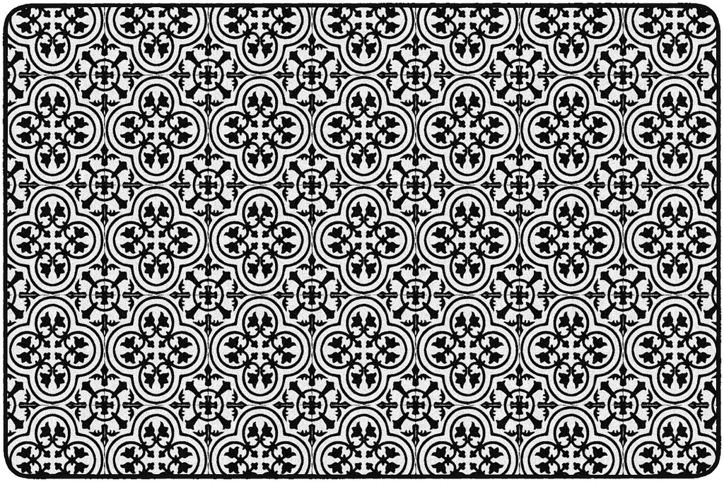 Schoolgirl Style Simply Stylish Black & White Tile  5' X 7'6" Rectangle Carpet 