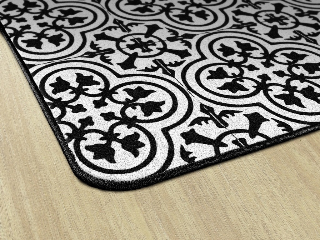 Schoolgirl Style Simply Stylish Black & White Tile  5' X 7'6" Rectangle Carpet 