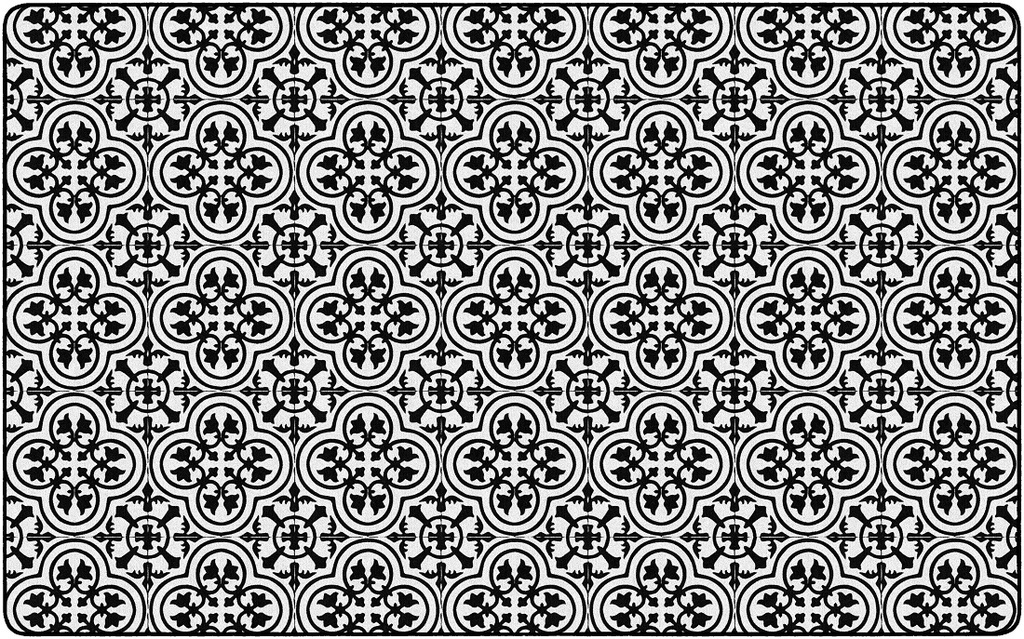 Schoolgirl Style Simply Stylish Black & White Tile  7'6" X 12' Rectangle Carpet 