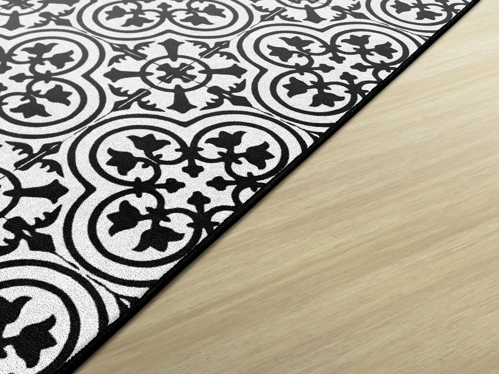 Schoolgirl Style Simply Stylish Black & White Tile  7'6" X 12' Rectangle Carpet 