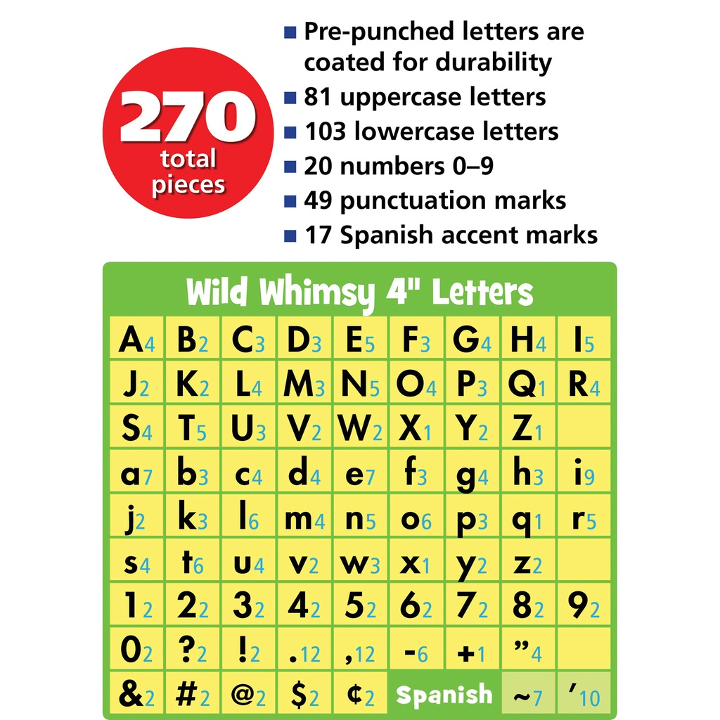 Black 4" Wild Whimsy Letters Combo Pack