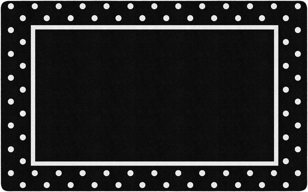 Simply Stylish Tropical Black & White Polka Dot Border 7'6" X 12' Rectangle Carpet